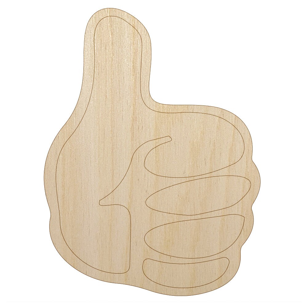 Thumbs Up Down Unfinished Wood Shape Piece Cutout for DIY Craft Projects