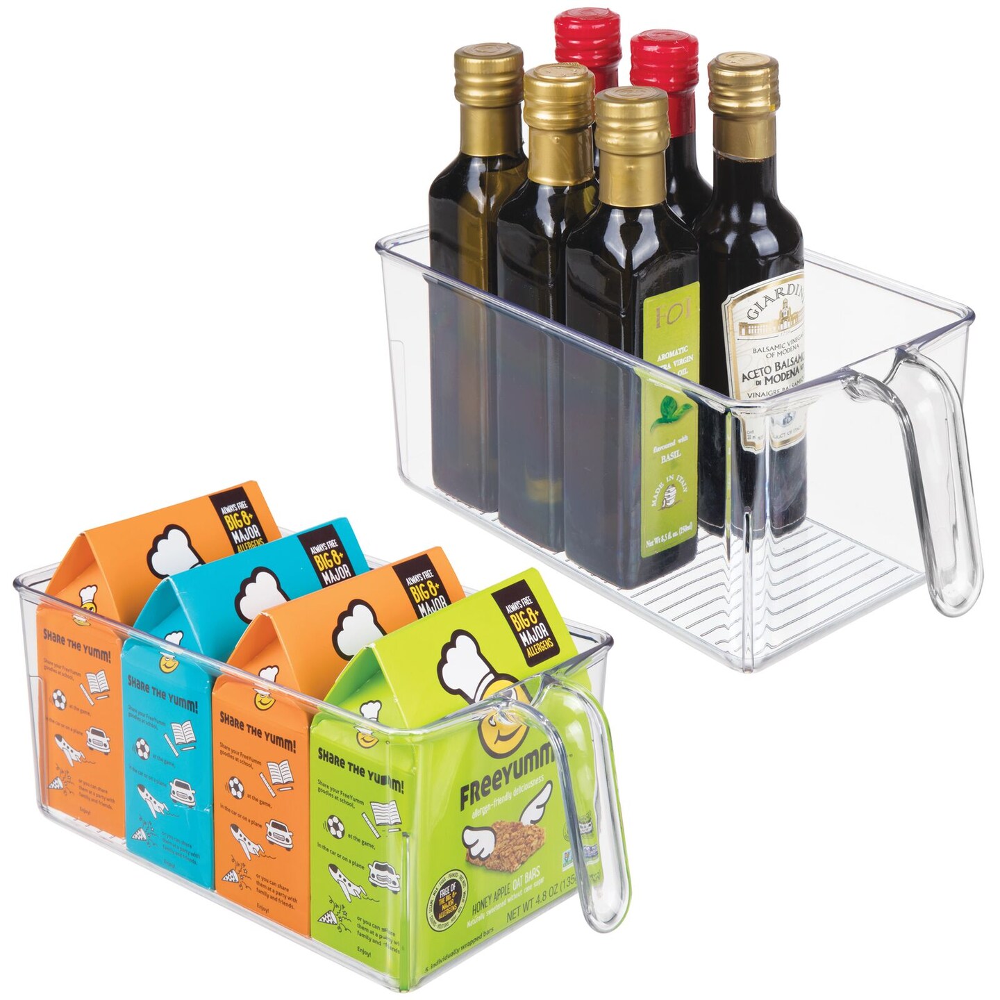 mDesign Kitchen Pantry Cabinet Refrigerator Storage Bin - 2 Pack, Clear