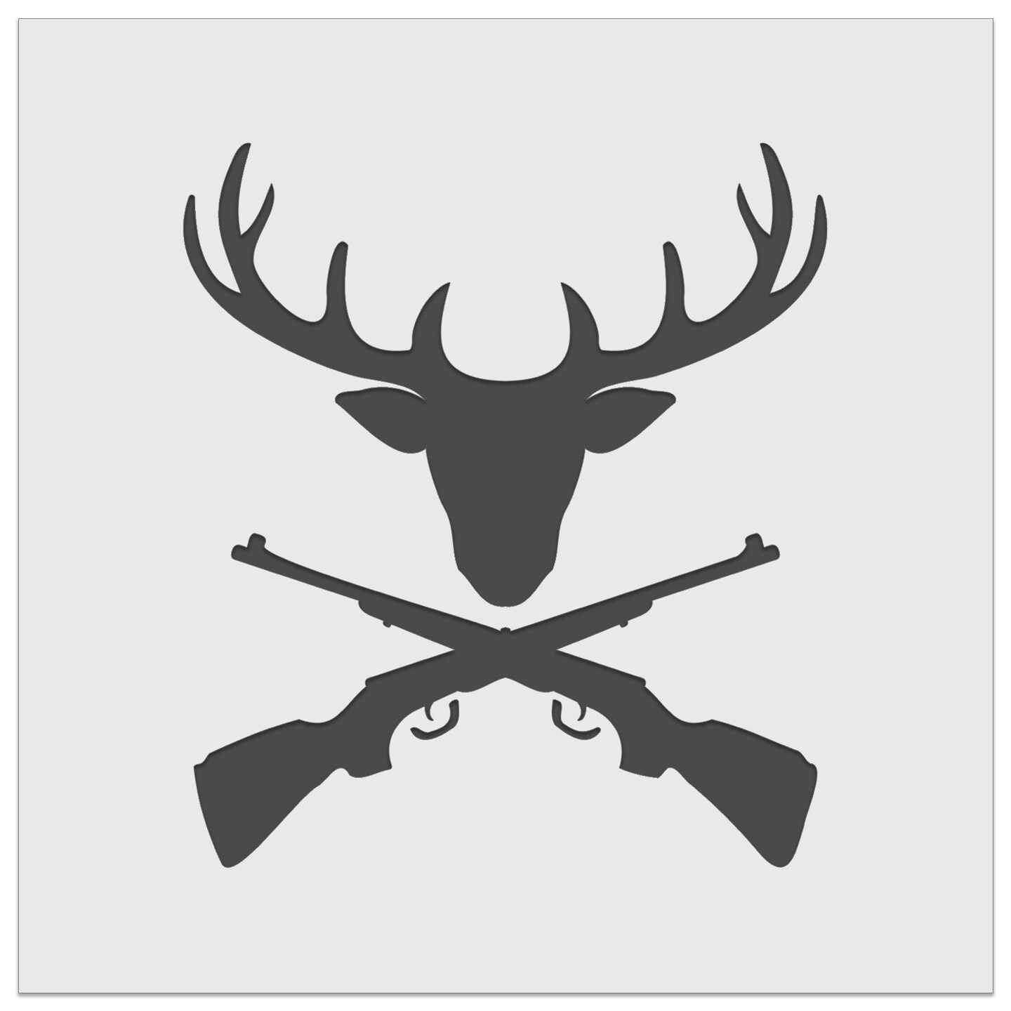 Crossed Hunting Rifles with Deer Head Antlers Wall Cookie DIY Craft Reusable Stencil