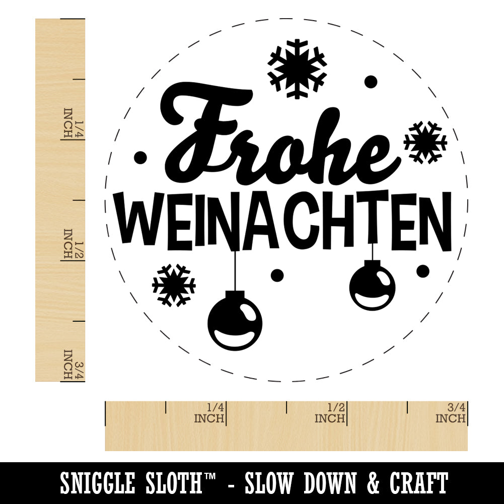 Frohe Weinachten German with Christmas Ornaments and Snowflakes Self-Inking Rubber Stamp for Stamping Crafting Planners