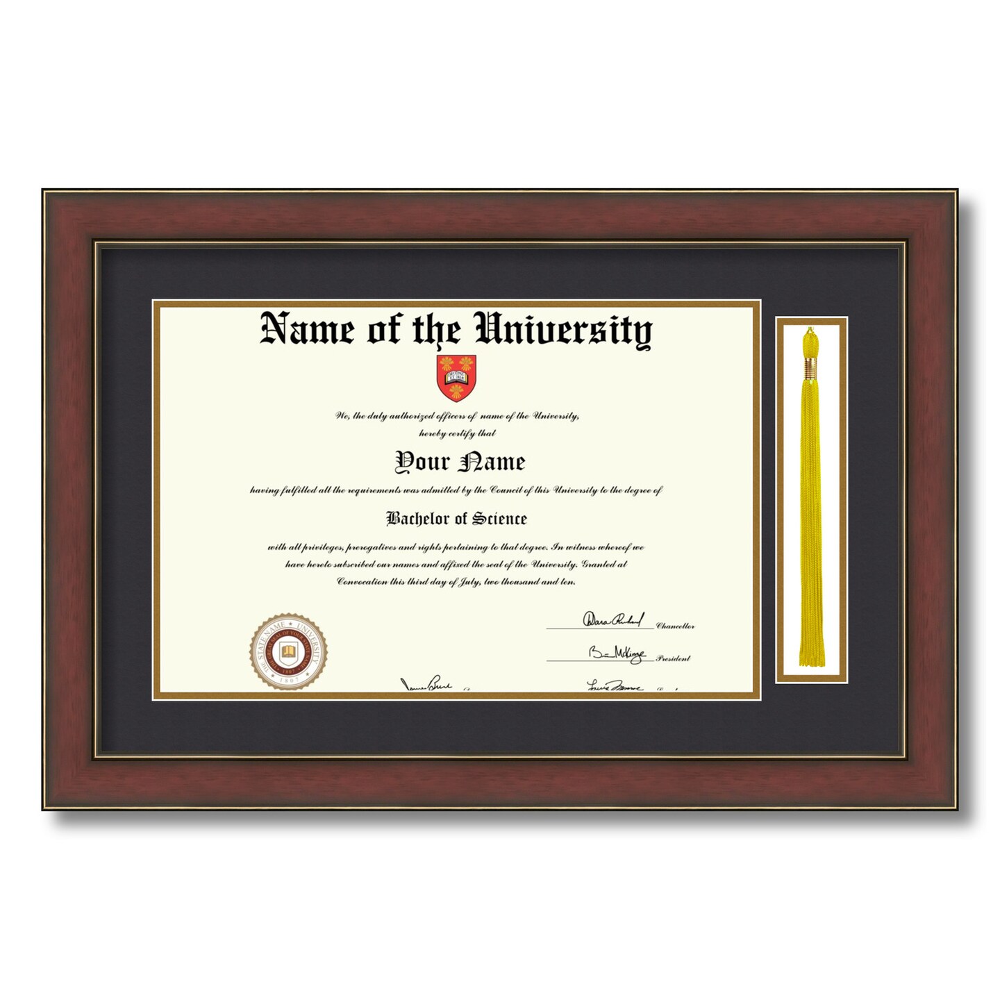 ArtToFrames 11x17 inch Diploma Frame with Tassel Opening - Framed with Black and Gold Mats, Comes with Regular Acrylic and Sawtooth Hanger for Wall Hanging (DT-11x17)