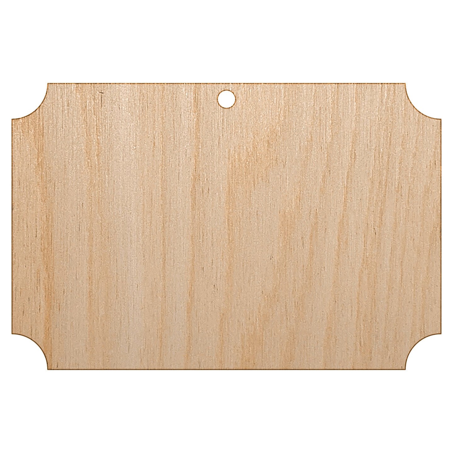 Rectangle Clipped Corners Solid Unfinished Craft Wood Holiday Christmas Tree DIY Pre-Drilled Ornament