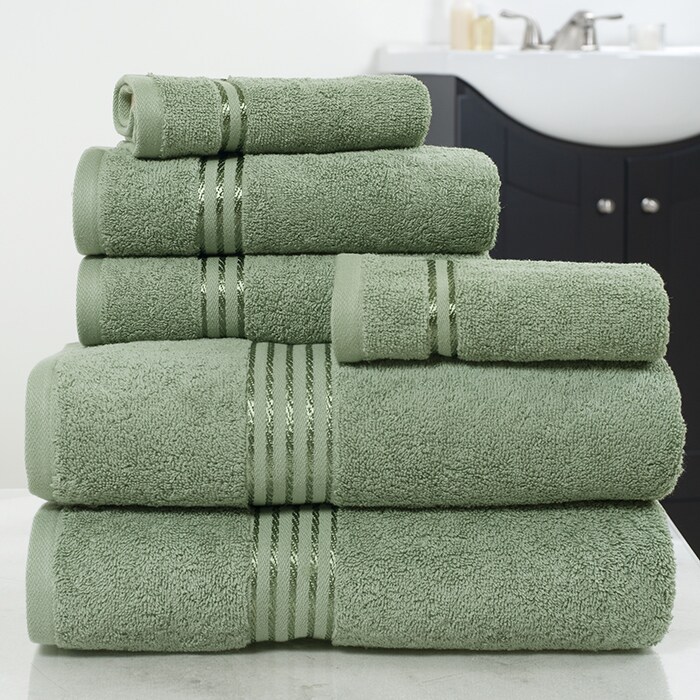 Lavish Home 100% Cotton 6 Piece Towel Set Green Soft Absorbent Hotel Style