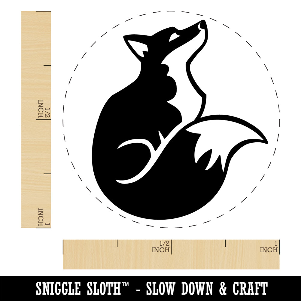 Sitting Fox Looking Up Self Inking Rubber Stamp Ink Stamper for