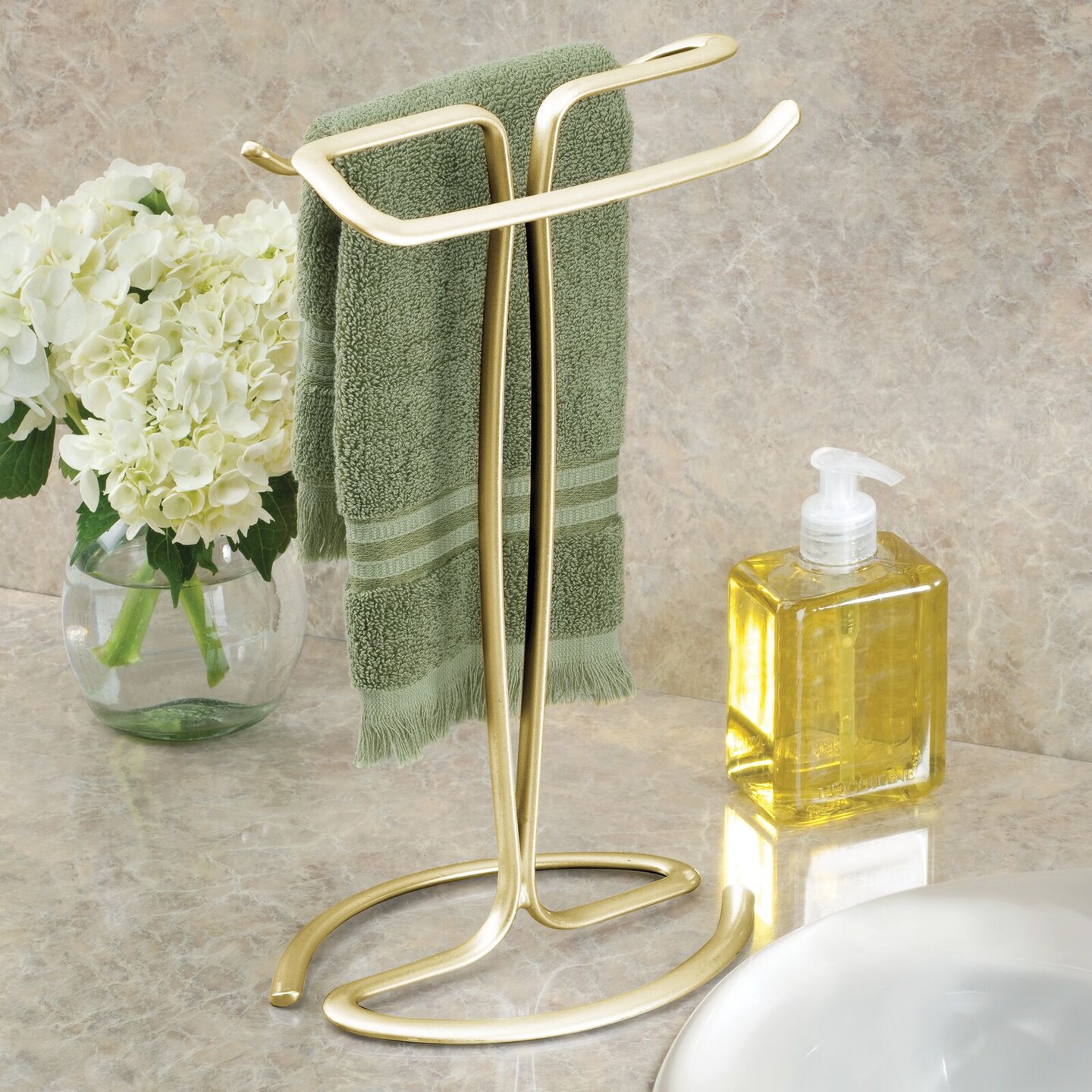 mDesign Fingertip Towel Holder for Bath Vanity Countertop