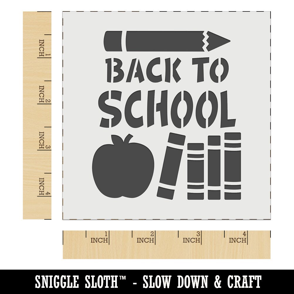 Back to School Pencil Apple Books Wall Cookie DIY Craft Reusable Stencil