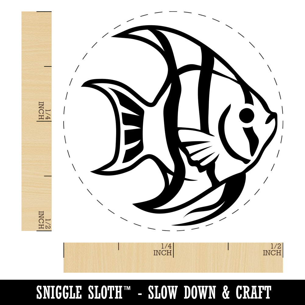 Freshwater Striped Angelfish Fish Self-Inking Rubber Stamp for Stamping Crafting Planners