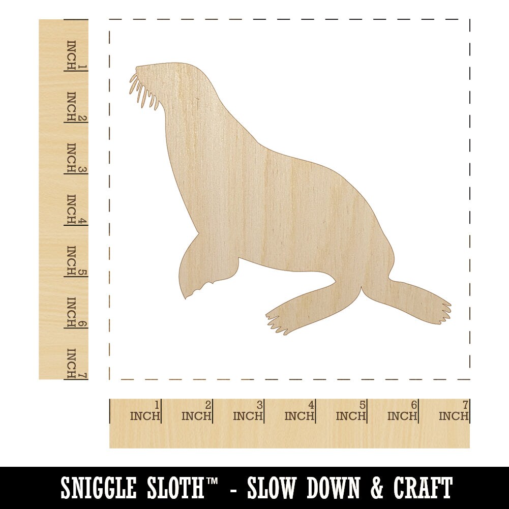 Sea Lion Solid Unfinished Wood Shape Piece Cutout for DIY Craft Projects