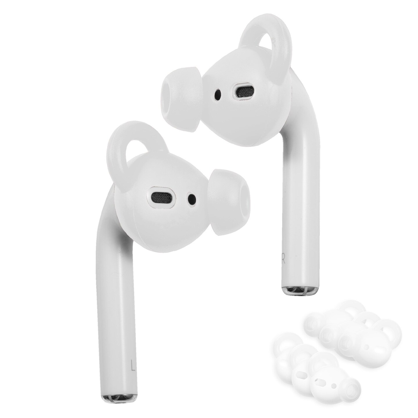 Insten 3 Pairs Ear Hooks Tips Compatible with AirPods 1 &#x26; 2 Earbuds, Anti-Lost EarHooks EarTips Accessories, Comfortable Soft Silicone Covers, with Storage Box (Not Fit in Charging Case) White