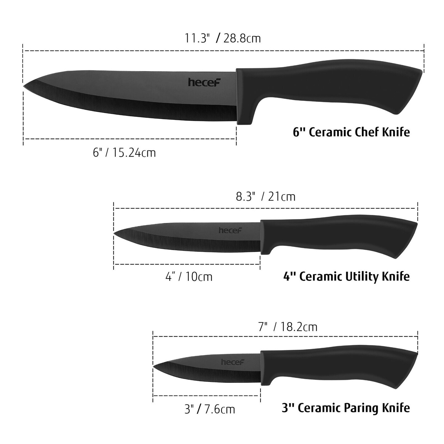 KitchenAid Classic 3 piece Chef Knife Set with Custom Fit Blade Covers, 8  inch Chef Knife, 5.5 inch Serrated Utility Knife, 3.5 inch Paring Knife