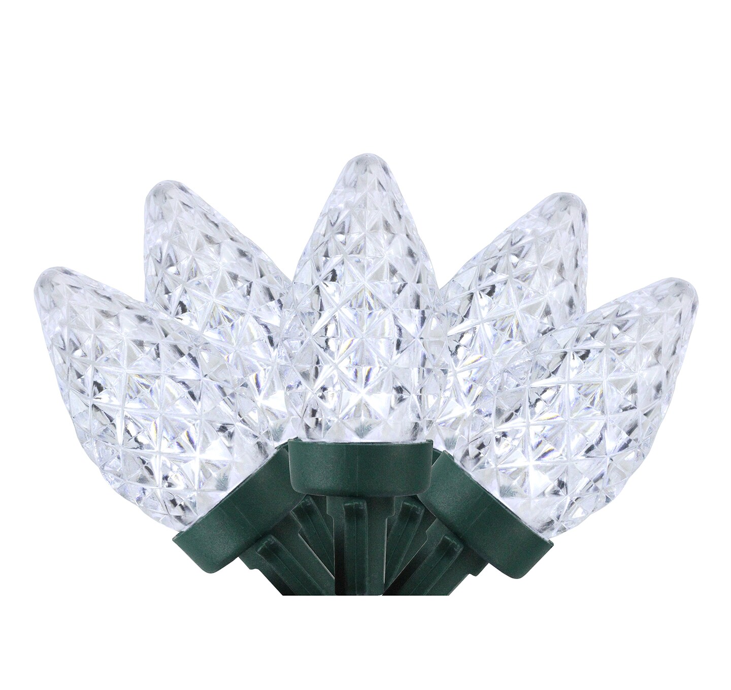 Northlight LED Faceted C7 Christmas Lights - Pure White - 66' Green Wire - 100ct