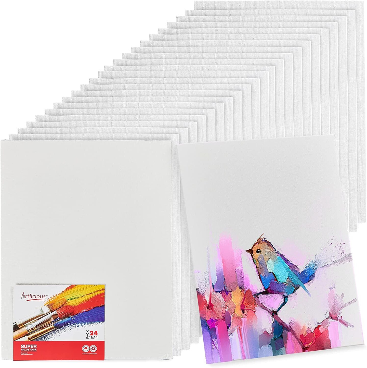 Canvases for Painting Pack of 12, 8 X 10 Inch Blank White Canvas
