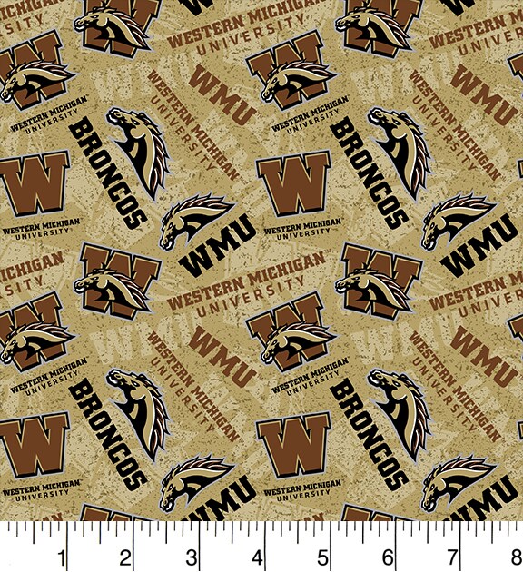 Sykel Enterprises-Western Michigan University Cotton Fabric-WMU Broncos Tone On Tone Cotton Quilting Fabric