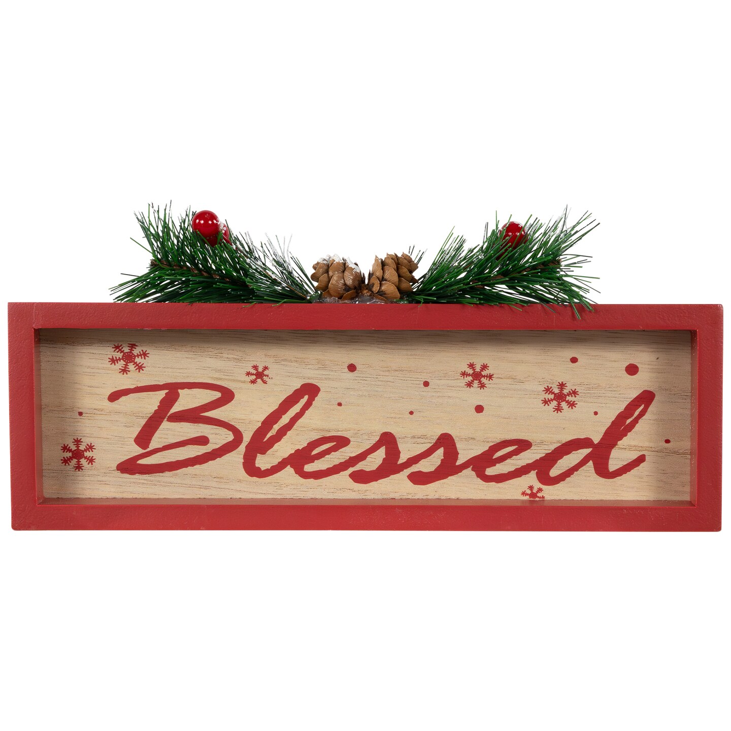 Northlight Framed &#x22;Blessed&#x22; Wooden Christmas Decoration - 9.75&#x22;
