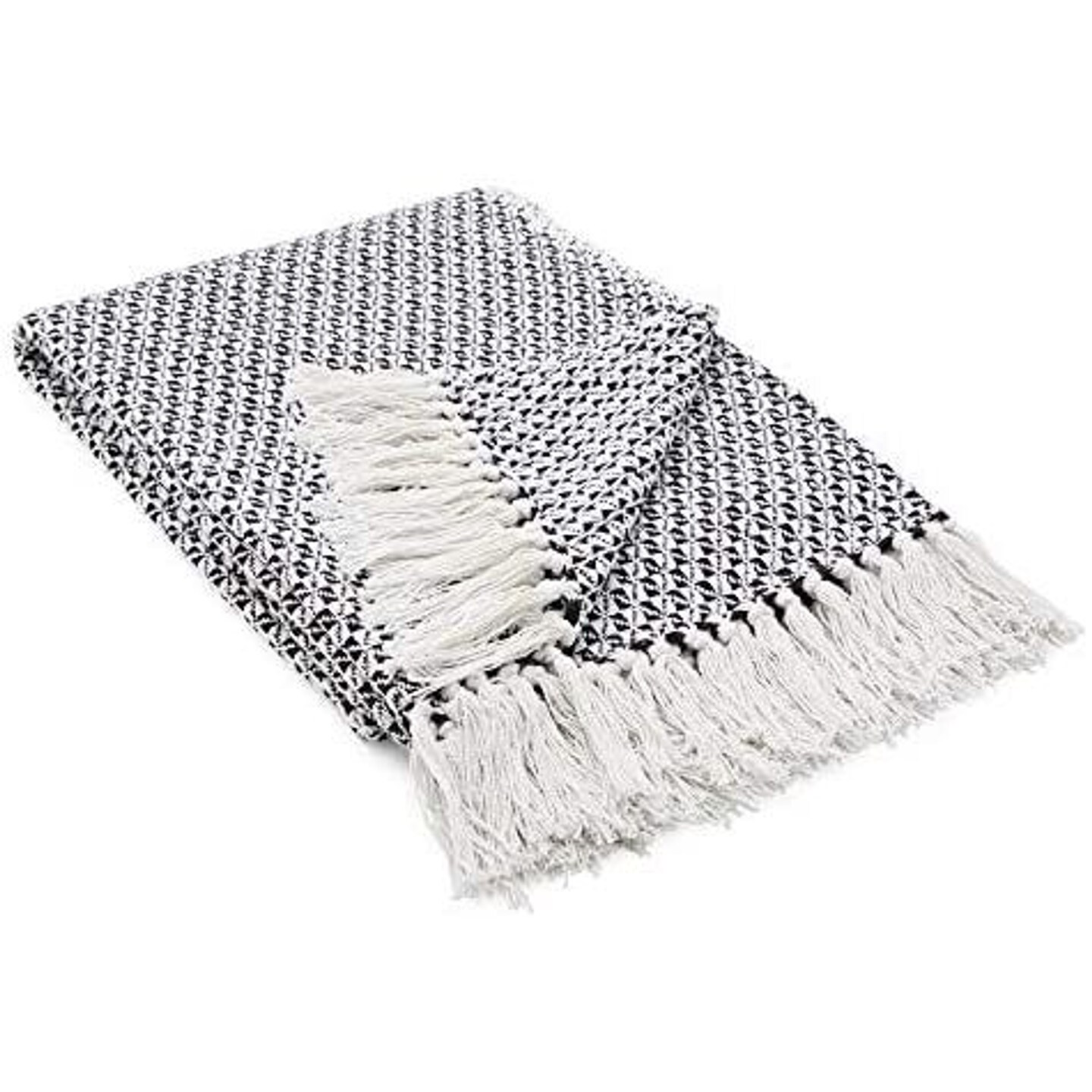 Black fringe throw online blanket