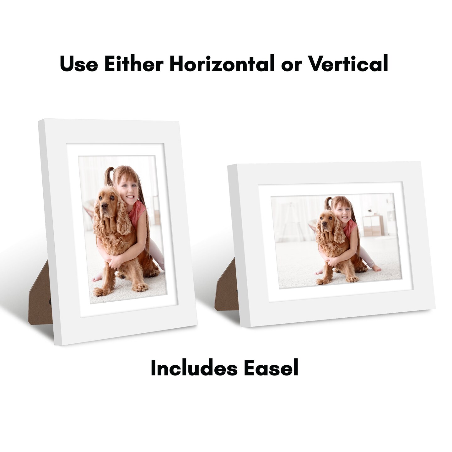 Americanflat Picture Frame with Mat - Photo Frame for Wall Display - Shatter Resistant Glass - Adjustable Hanging Hardware - Includes Easel