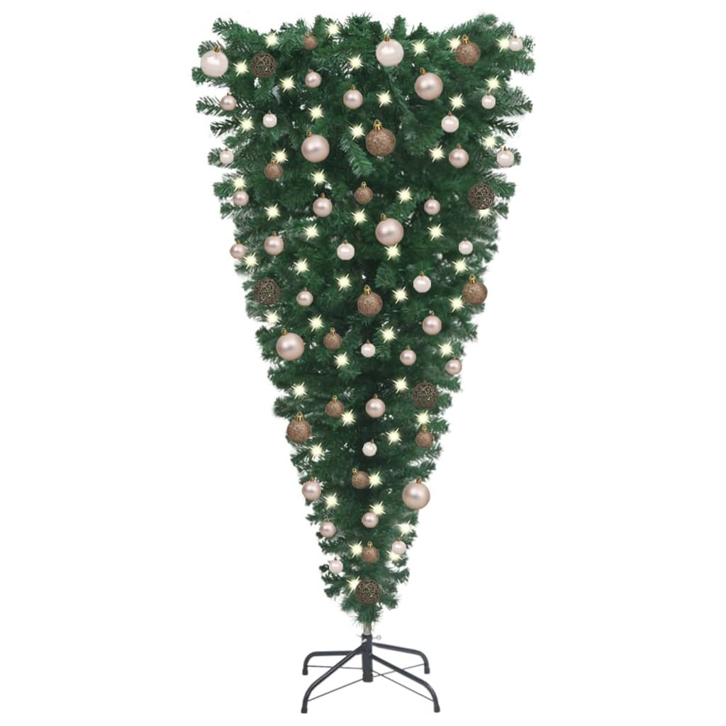 Upside-down Artificial Christmas Tree with LEDs&#x26;Ball Set