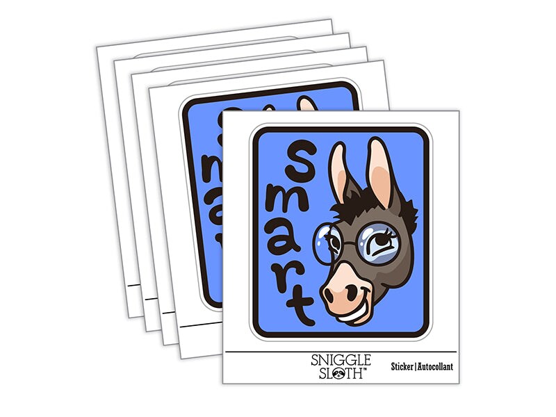 Smiling Smart Donkey with Glasses Waterproof Vinyl Phone Tablet Laptop ...