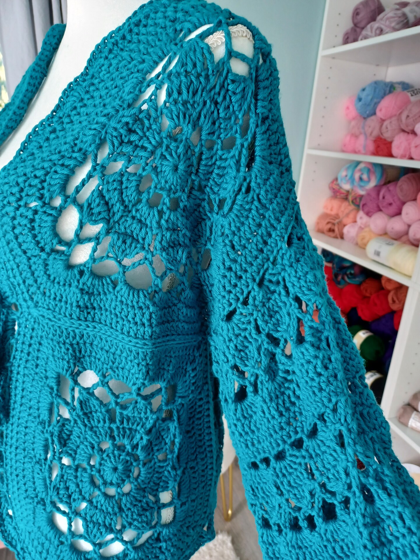 CUSTOM MADE ORDER - CROCHET VINTAGE GARDEN FLORAL LACE CARDIGAN