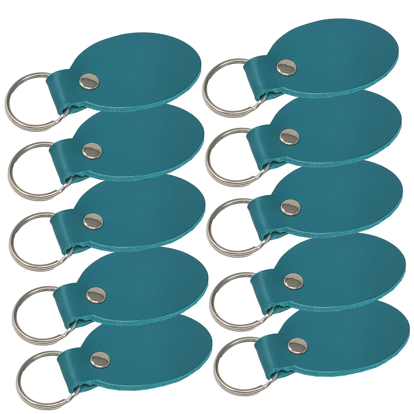 Oval Leather Keychains Kit – Full-Grain Latigo, DIY Personalization Ready, 10 Pack