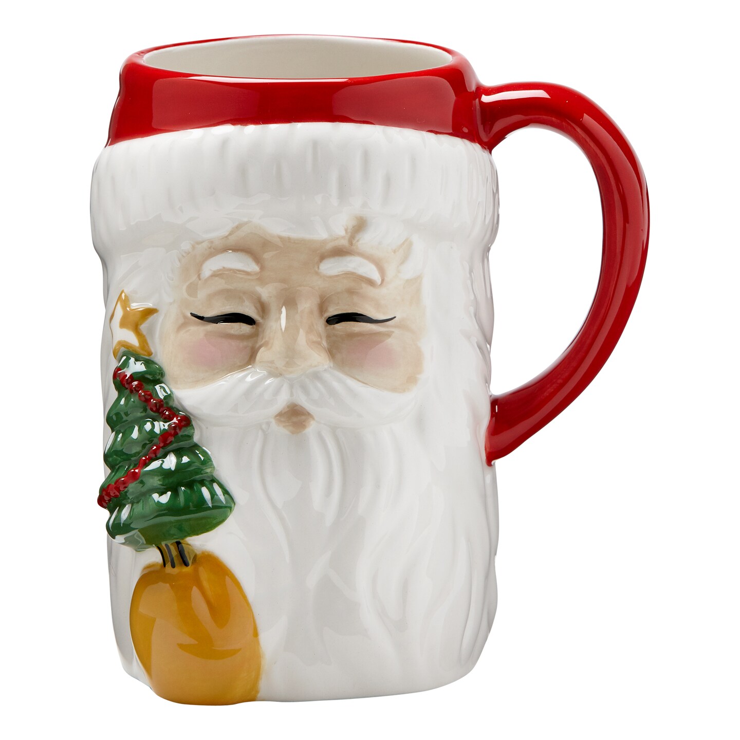 Vintage Santa Face Stoneware Dishwasher Safe Mug Tall, 6.0&#x22;H, 16 oz.