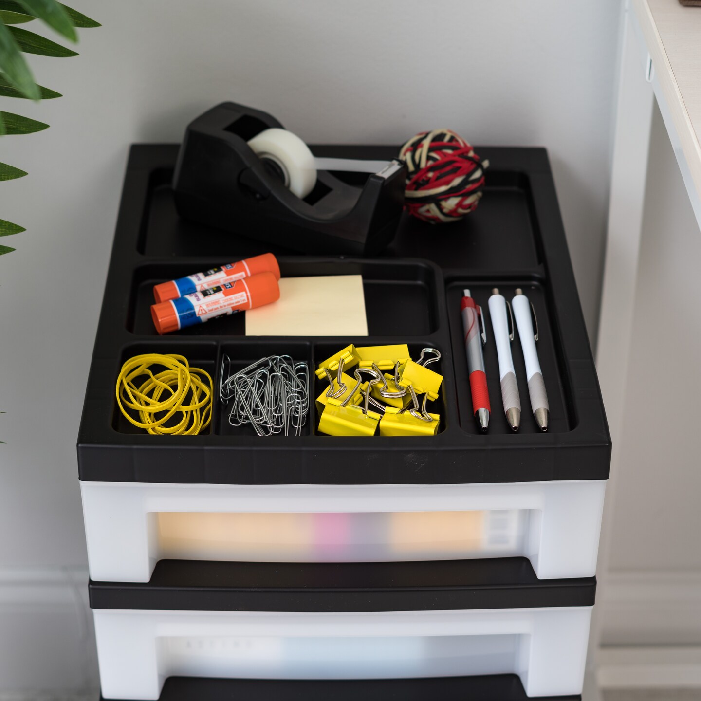 IRIS 5-Drawer Storage Cart with Organizer Top, Black