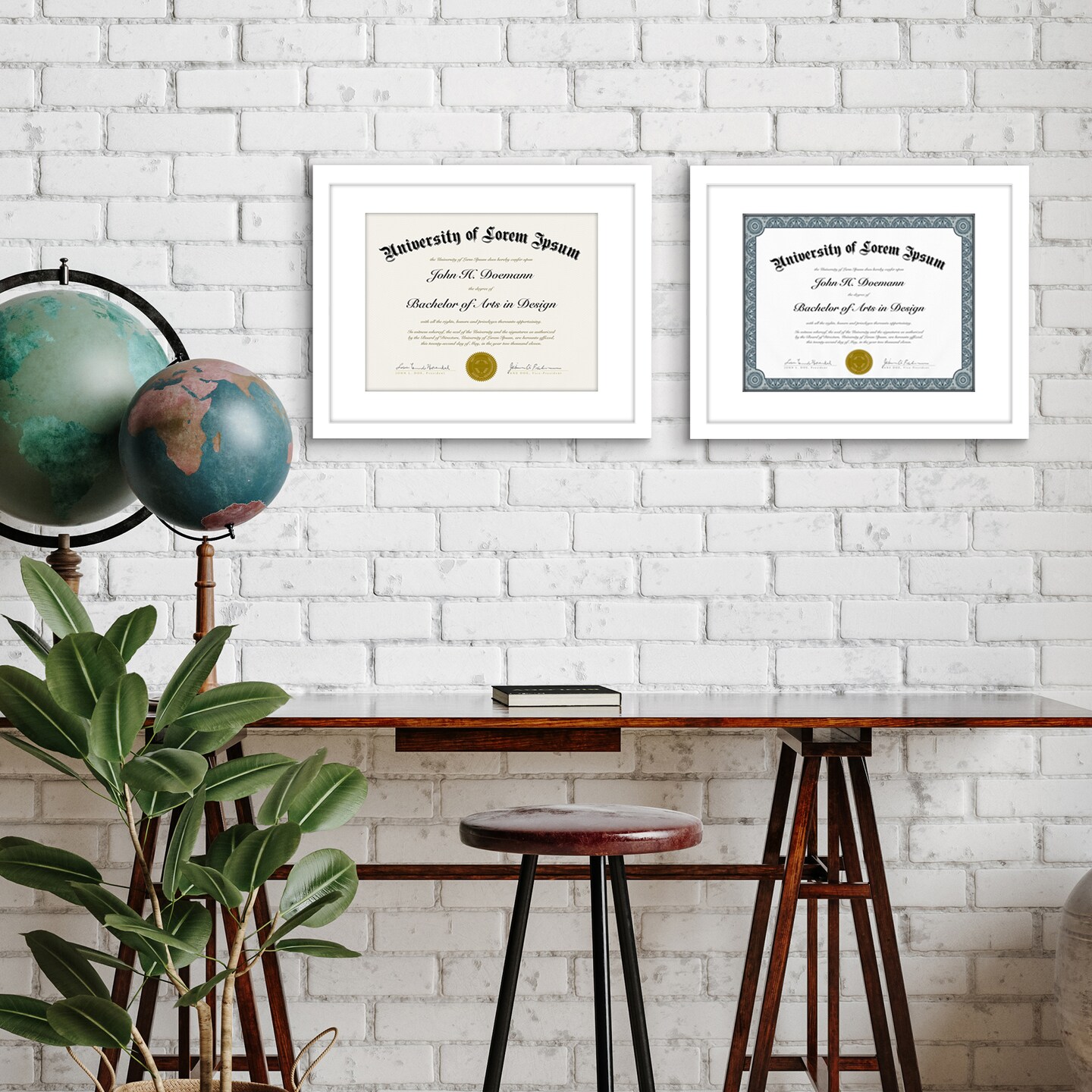 Americanflat 11x14 Diploma Frame - 8.5x11 with Mat or 11x14 without Mat - Certificate Frame for Displaying Documentation - Shatter Resistant Glass - Hanging Hardware