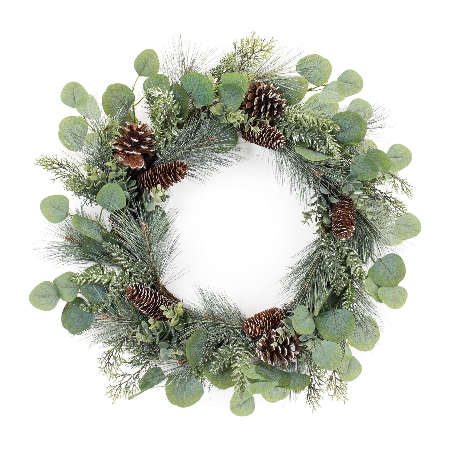 Melrose Pine and Eucalyptus Artificial Christmas Wreath, 25-Inch, Unlit