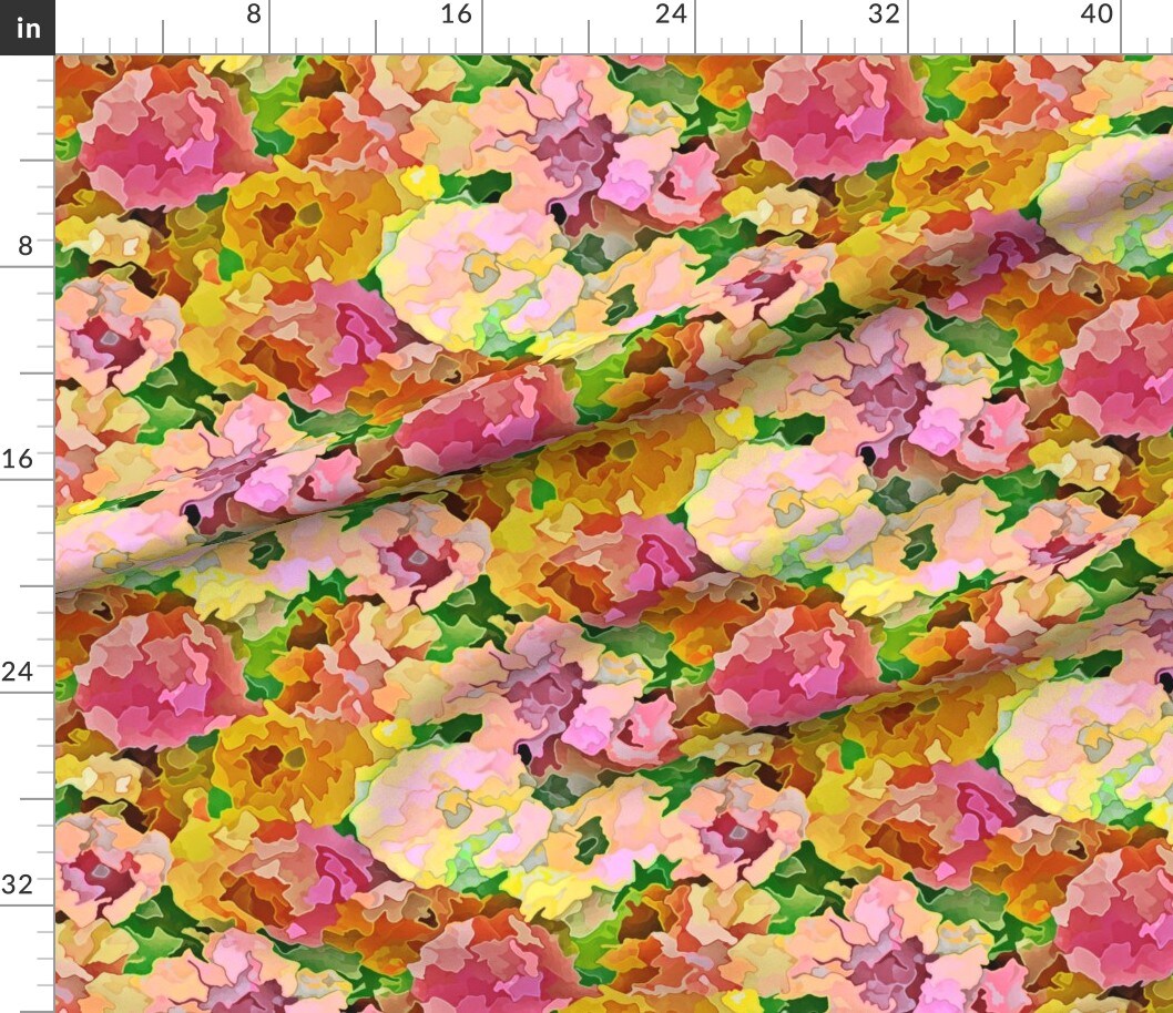 Petal Signature Cotton by the Yard or Fat Quarter Pink Floral Botanical Water Color Summer Spring Flowers Garden Meadow Impressionist Custom Printed Fabric by Spoonflower