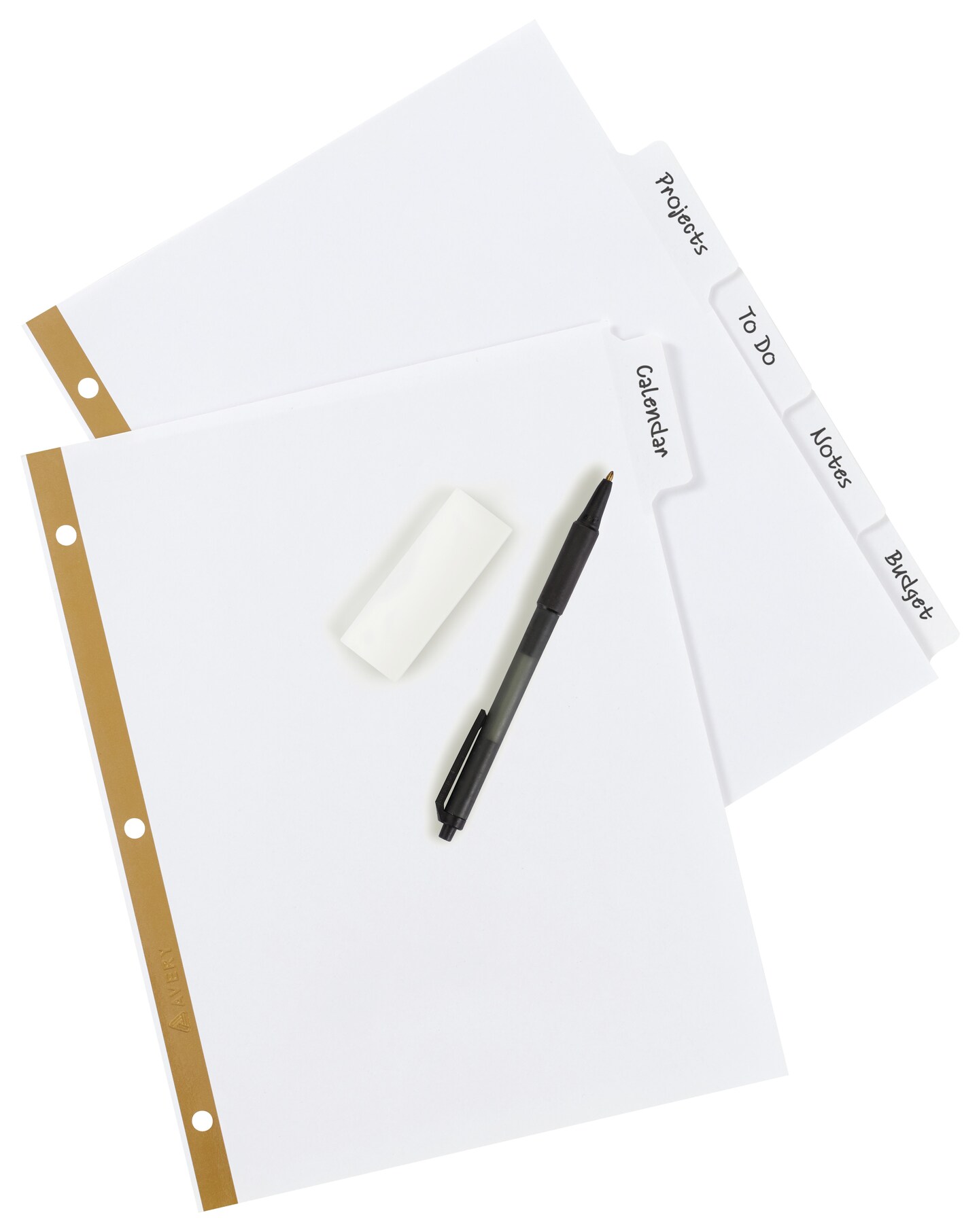 Avery Write & Erase Big Tab Paper Dividers for 3 Ring Binder, White, 5 Tab Set, 10 Packs, 10 Sets Total (23075)