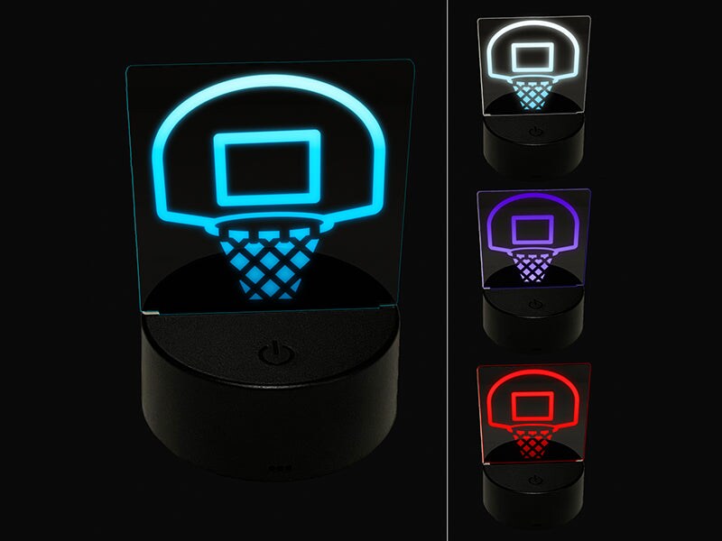 Basketball Hoop and Backboard 3D Illusion LED Night Light Sign Nightstand Desk Lamp