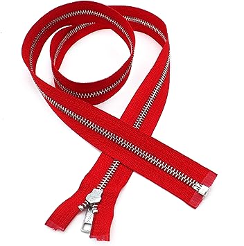 32" Jacket Zipper, YKK #5 Aluminum Metal ~ Medium Weight ~ Separating ~ 519 Red (1 Zipper/Pack)