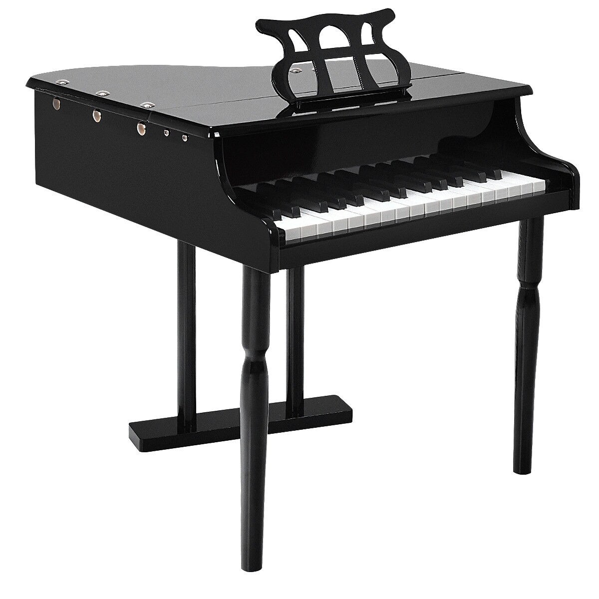 MDF and Birch Kids Classical Piano with Bench, Music Stand and Safe Design