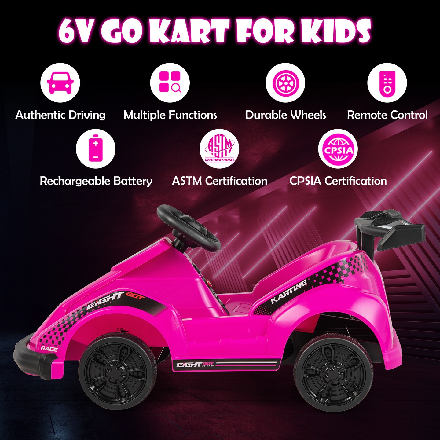 6V Kids Ride On Go Cart with Remote Control and Safety Belt