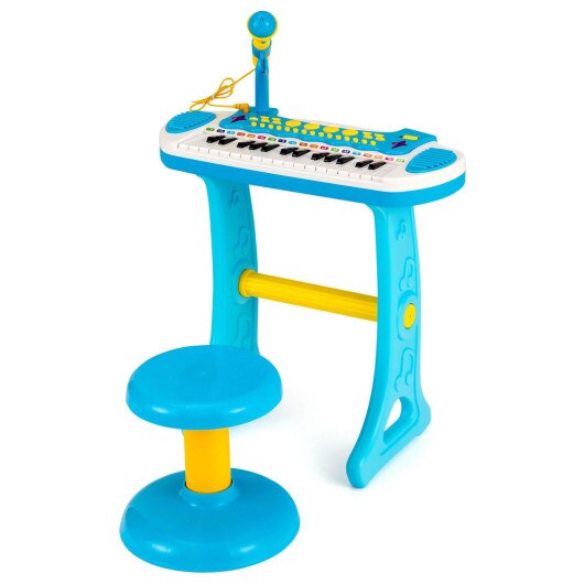 Kids Piano Keyboard with Adjustable Microphone and Stool