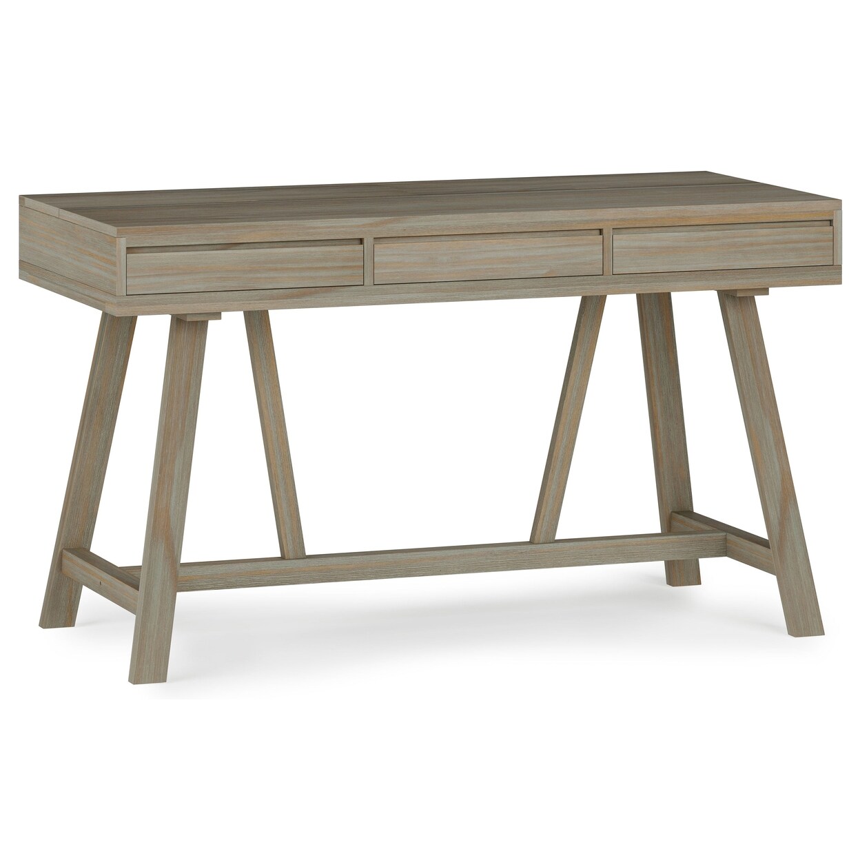 Bowman Flip Up Desk Solid Wood Distressed Grey Home Office Desk With Usb Ports