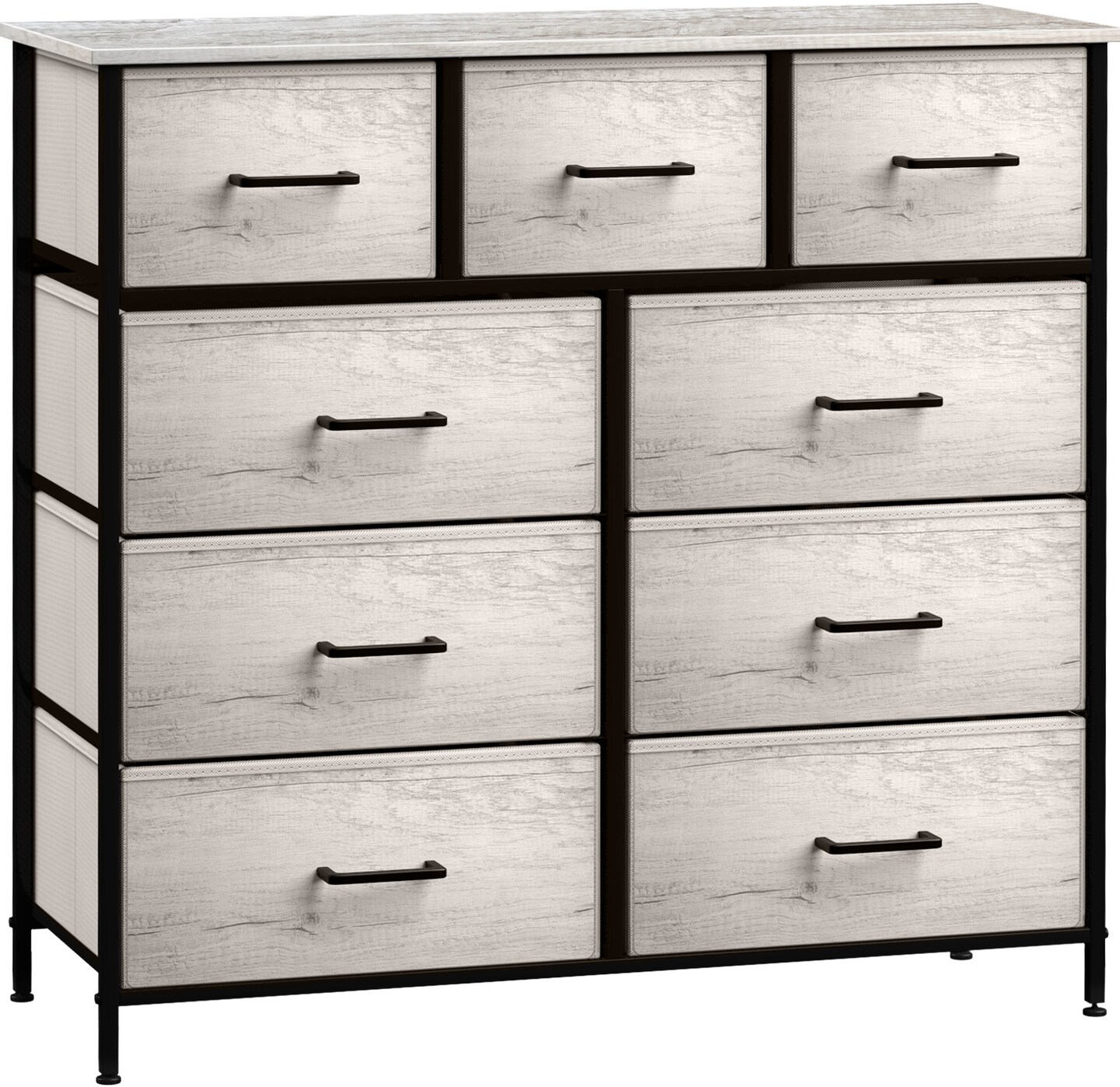 Sorbus Dresser with 9 Drawers - Furniture Storage Chest Tower Unit for Bedroom, Closet, etc - Steel Frame, Wood Top, Fabric Bins