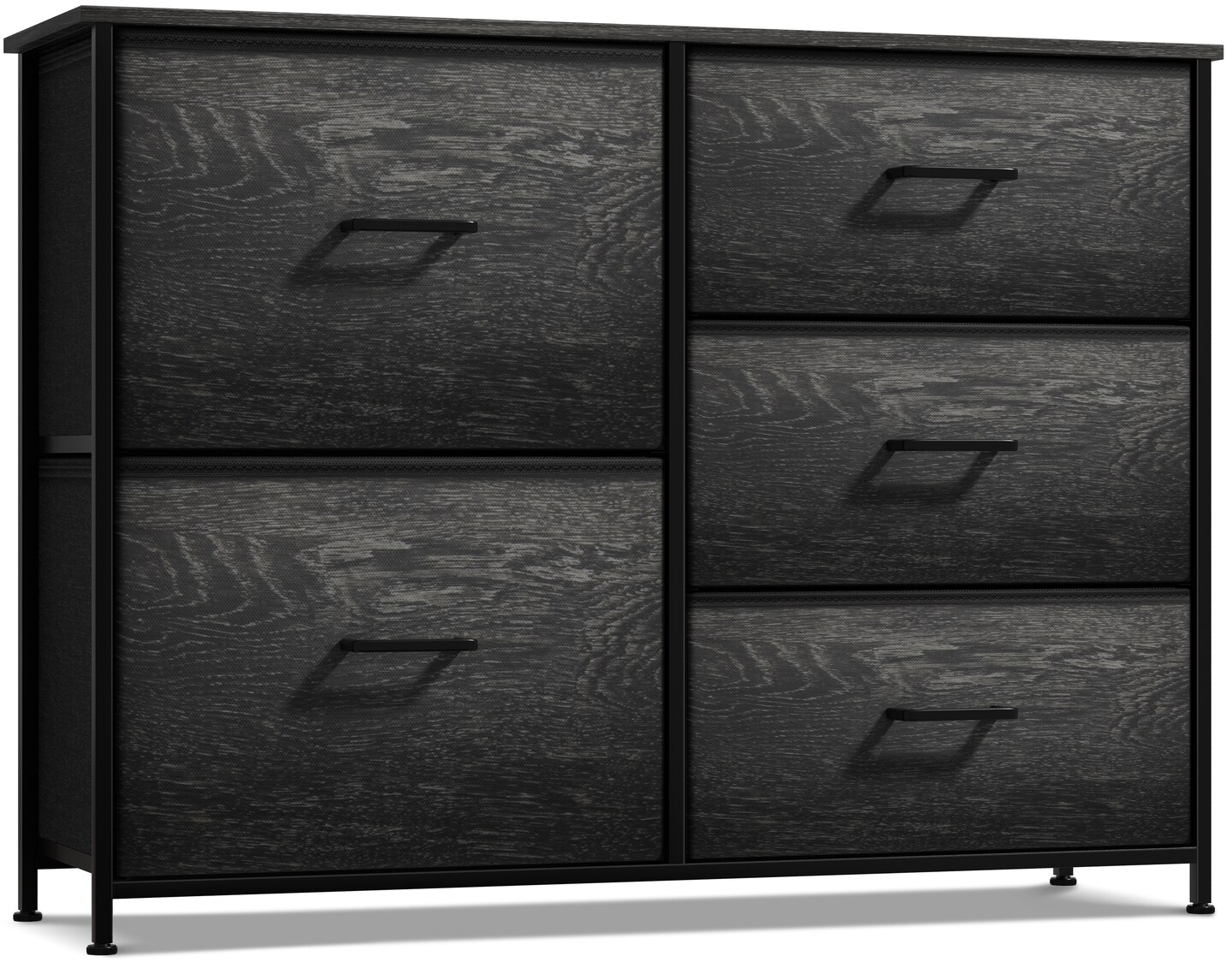 Sorbus Dresser with 5 Drawers - Storage Chest Organizer with Steel Frame, Wood Top, Handles, Fabric Bins