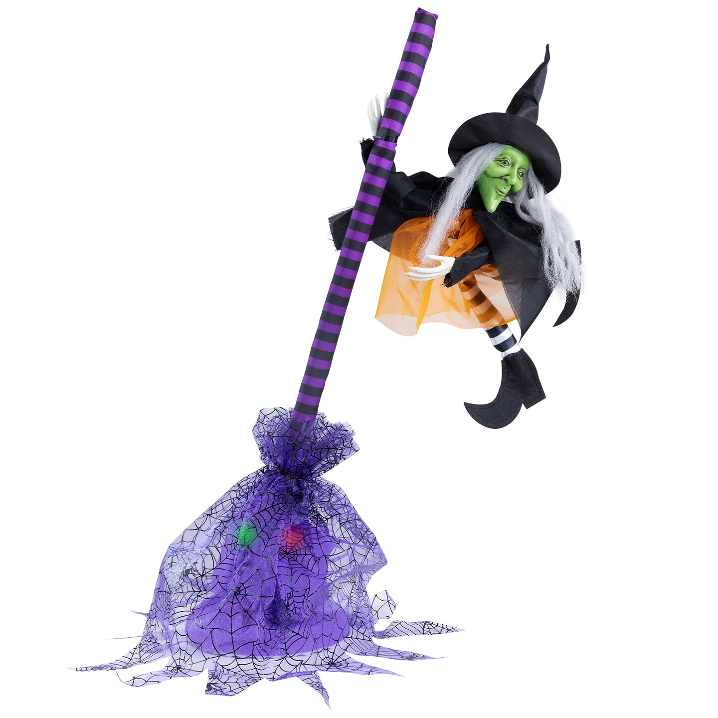 Northlight Animated Flying Witch with Broom Halloween Decoration - 25&#x22;