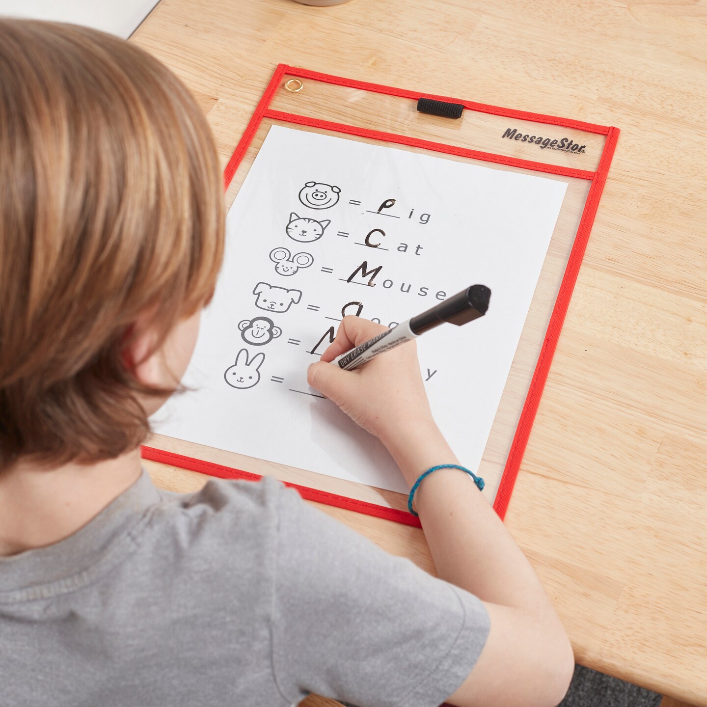 MessageStor&#xAE; Dry-Erase Reusable Clear Pocket Sleeves with Markers, 60-Piece, Assorted