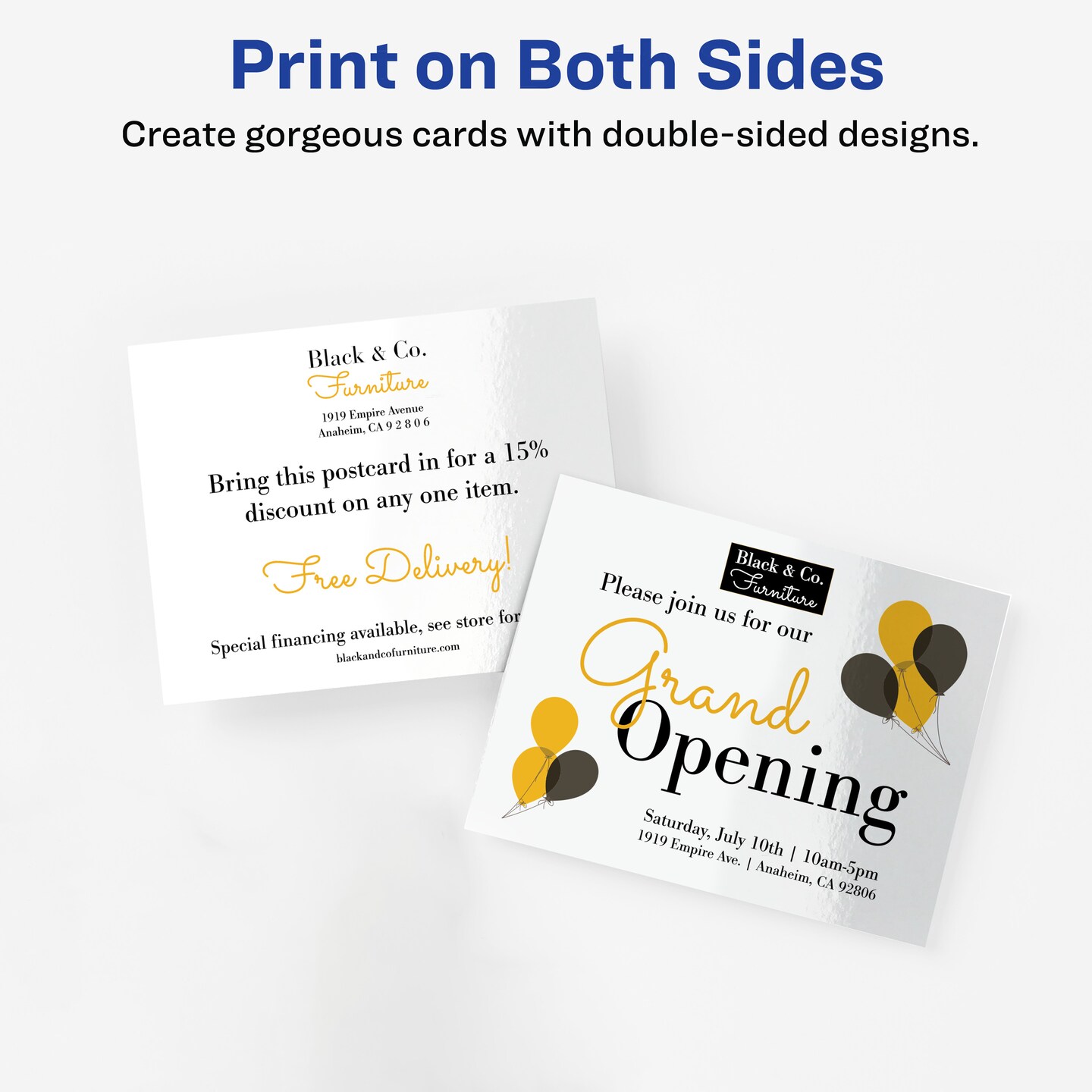 Avery Printable Postcards, 4.25&#x22; x 5.5&#x22;, Glossy White, 100 Blank Postcards for Inkjet and Laser Printers (8383)
