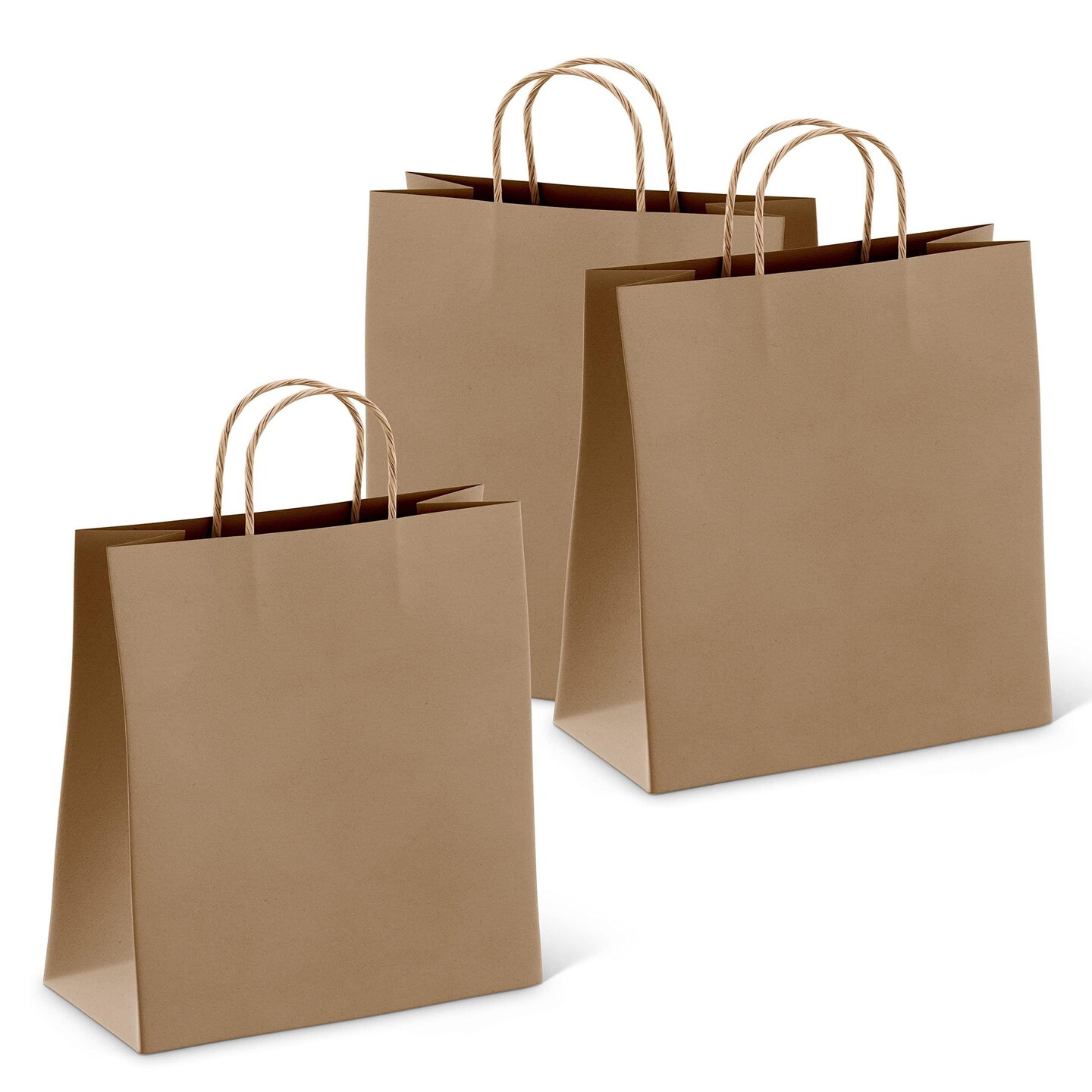 Brown Shopping Bags 5.25 x 3.75 x 8 Pack of 50 Brown Paper Bags with Handles Bulk 150 GSM Brown Gift Bags with Handles Bulk Brown Bags with Handles Bulk Brown Kraft Bags with Handles
