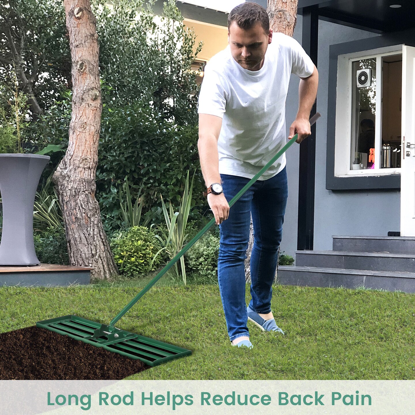42 inches Lawn Leveling Rake with Ergonomic Handle