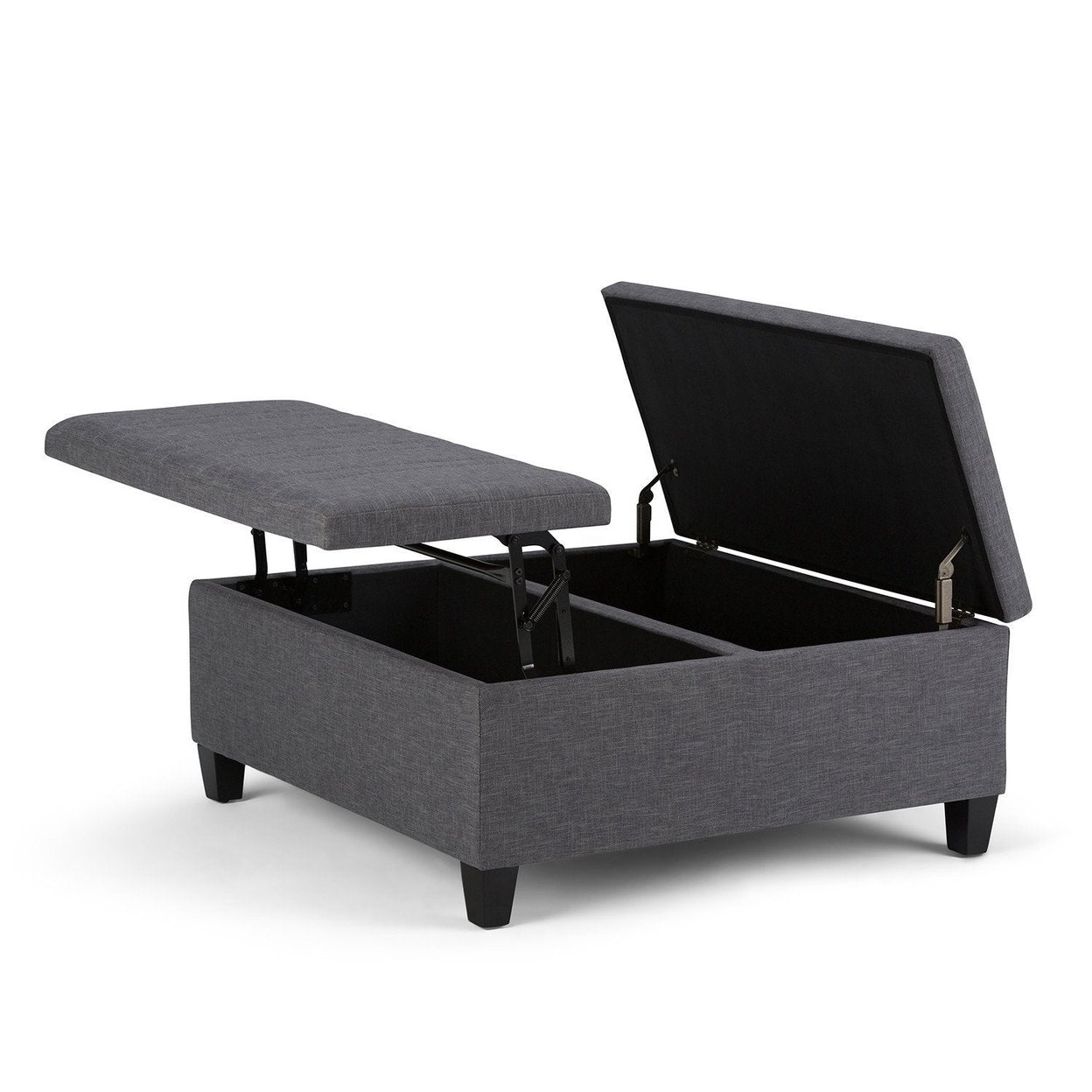 Simplihome Ellis 36" Square Coffee Table Lift Top Storage Ottoman, Contemporary