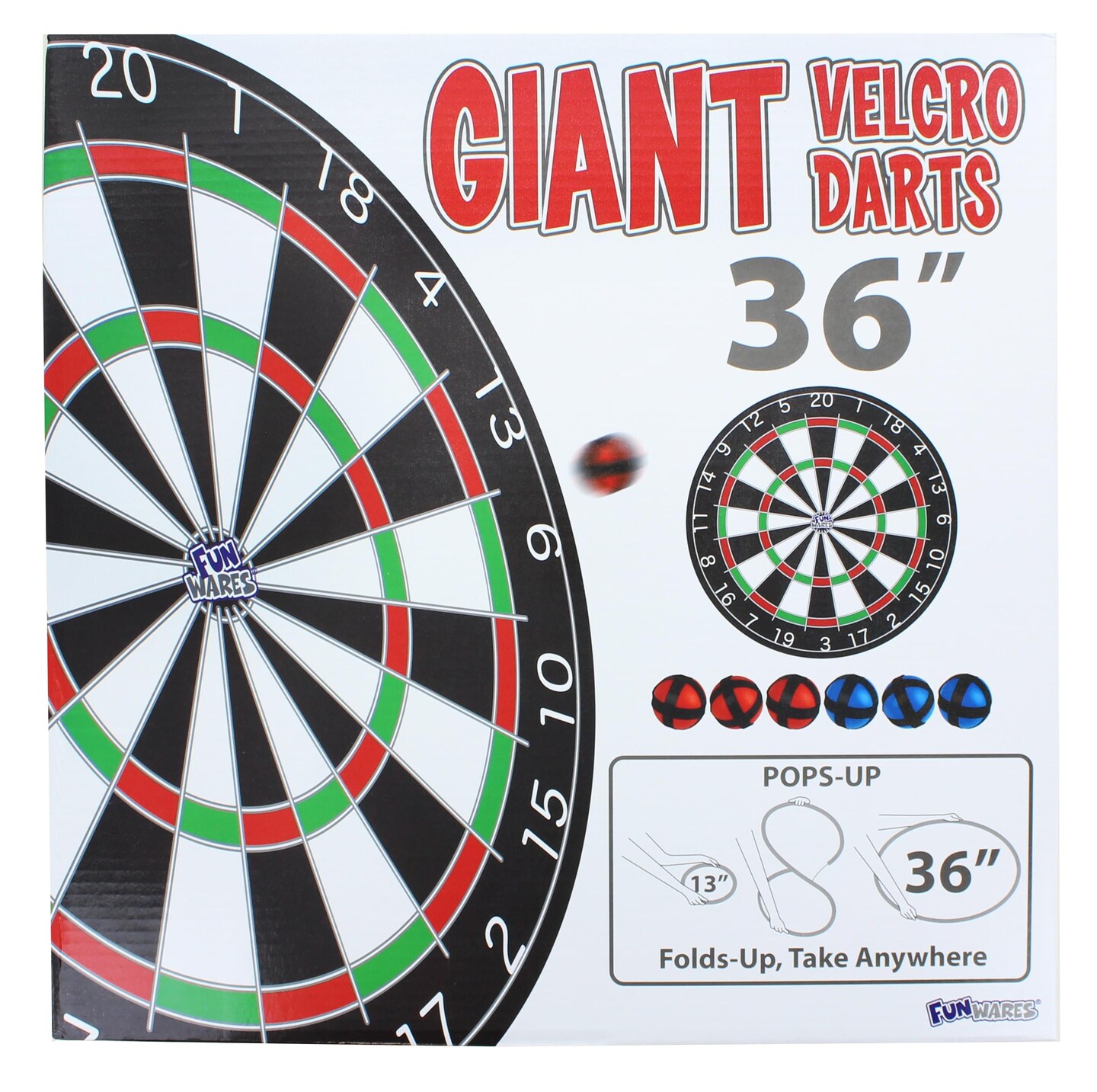 Giant 36 Inch Velcro Dartboard with 6 Balls