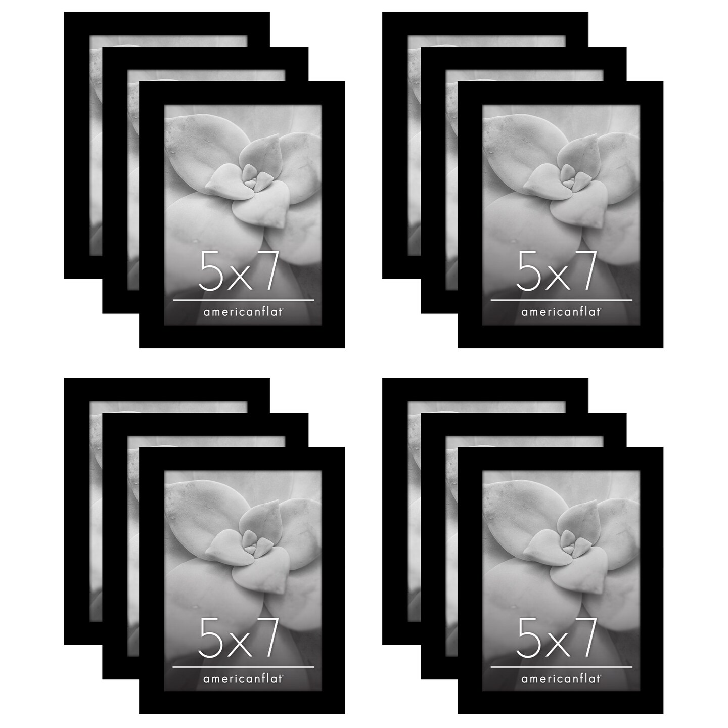 Americanflat Gallery Wall Picture Frames - Set of 12 - Picture Frame Set for Wall Collage - Plexiglass Cover - Hanging Hardware - Includes Easel