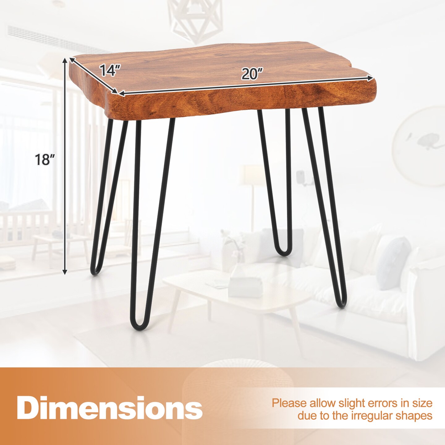 Costway Rectangular End Table Accent Side Reclaimed Indonesia Teak Wood Plant Stand Patio Rustic