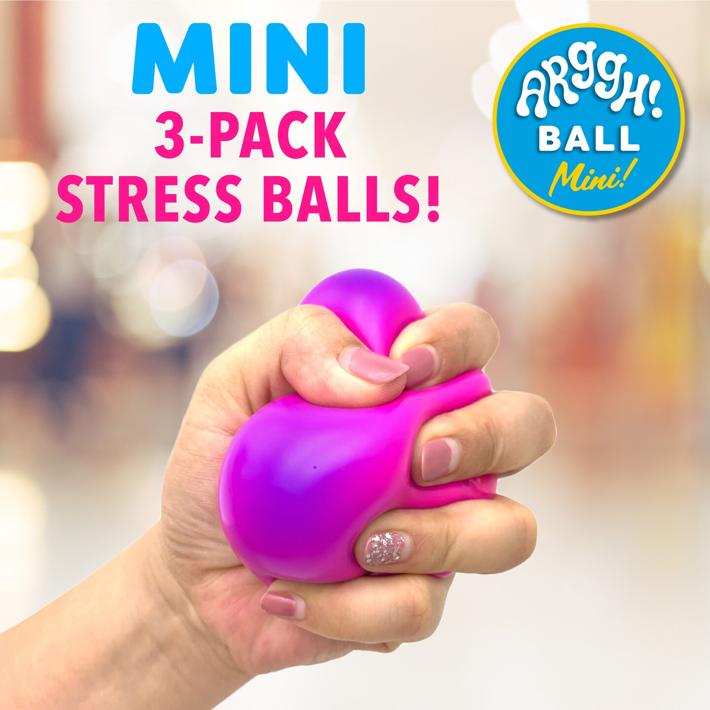 Power Your Fun Arggh Mini Stress Balls for Adults and Kids - 3pk