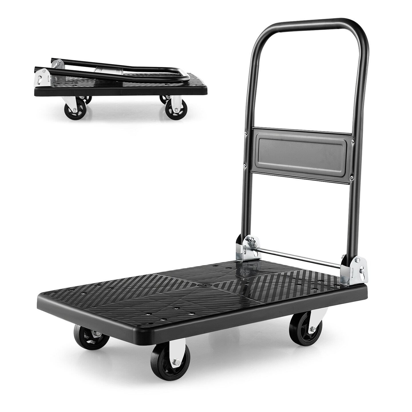 Costway Folding Push Cart Dolly Platform Hand Truck with 360&#xB0; Swivel Wheels 440LBS Capacity
