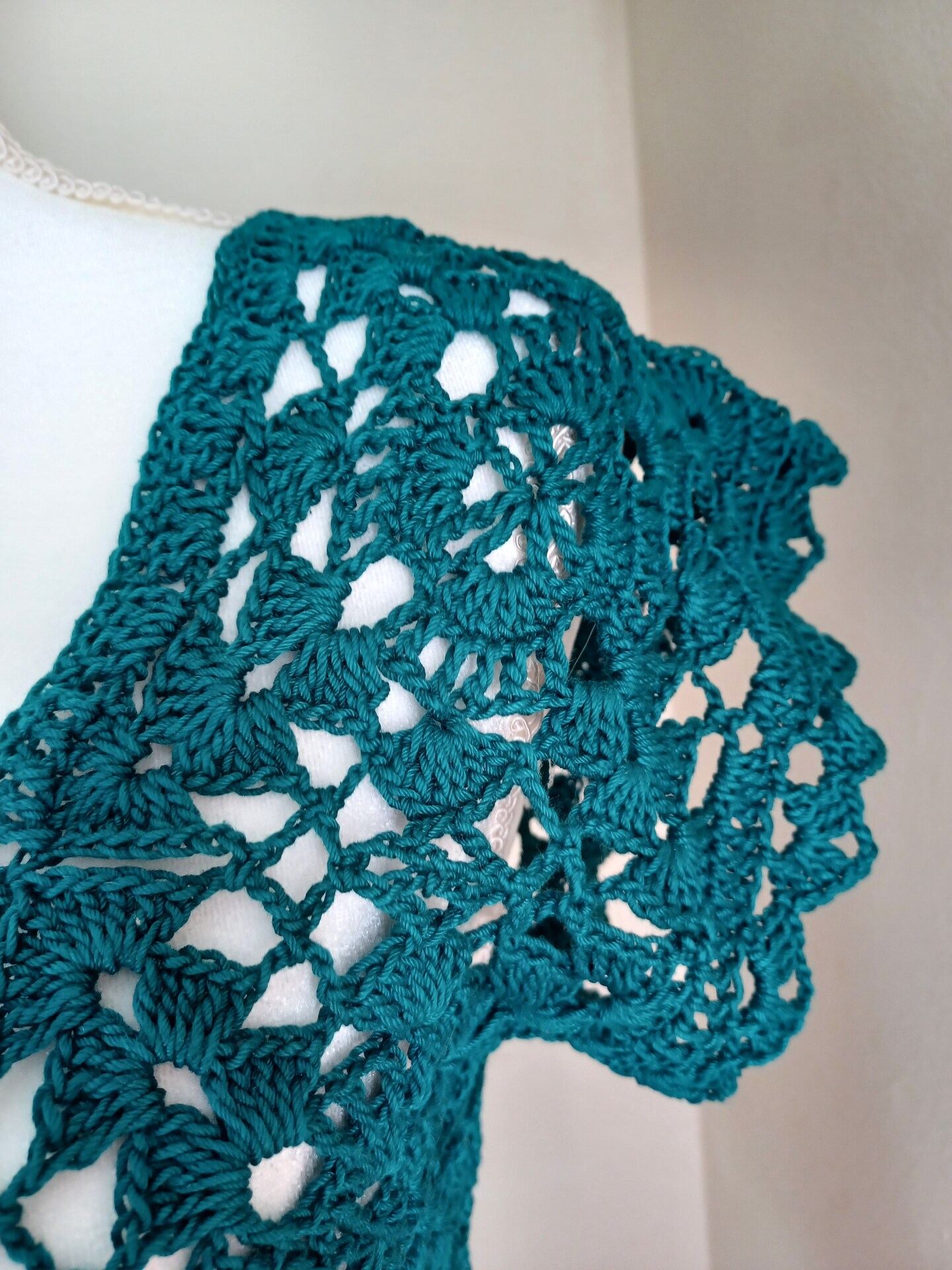 HANDMADE - TEAL CROCHET LACE FLORAL TOP | MakerPlace by Michaels